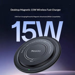 YESIDO DS39 15W Magnetic Wireless Charger Round Desktop Fast Charging Pad for Smartphone Earbuds