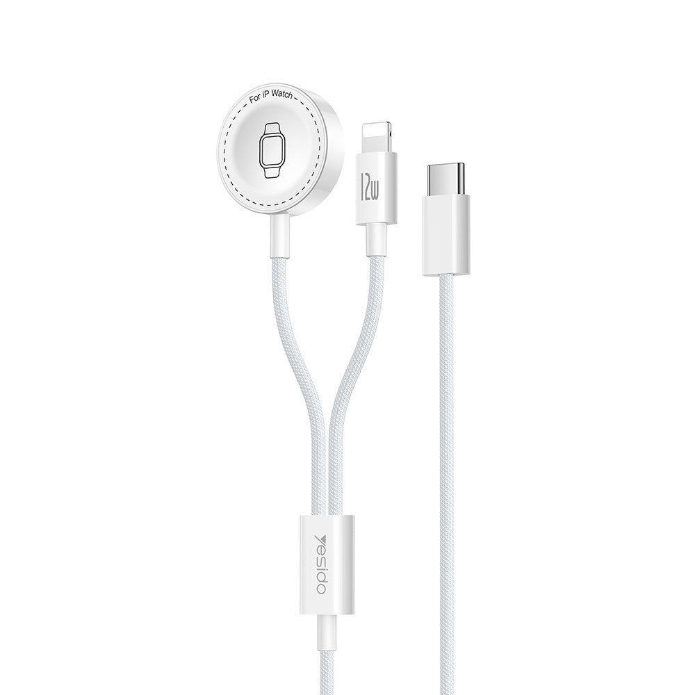 YESIDO DS34 2-i-1 Type-C til iP / trådløs opladningsdock til Apple Watch 2,5W hurtigopladningskabel