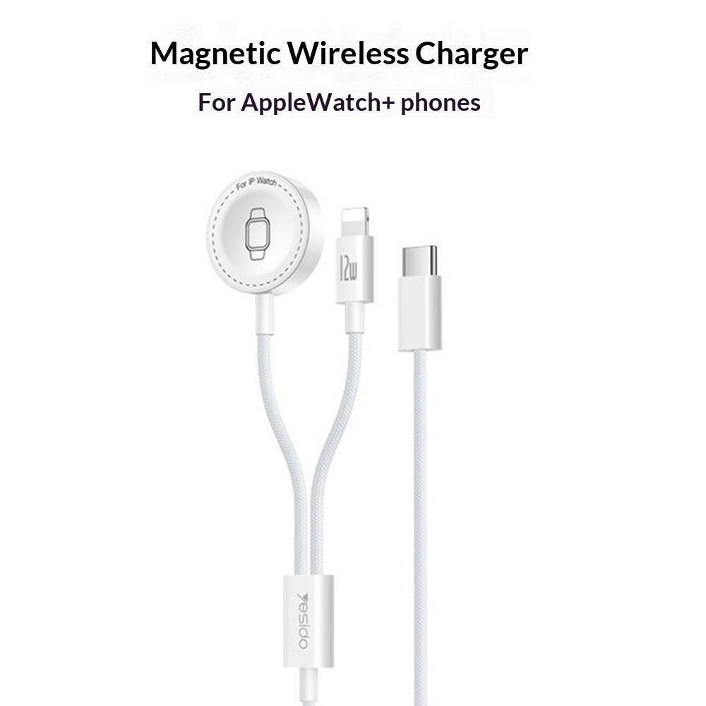 YESIDO DS34 2-i-1 Type-C til iP / trådløs opladningsdock til Apple Watch 2,5W hurtigopladningskabel