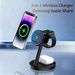 3-in-1 Qi2.2 Wireless Charger 25W Magnetic Stand for iPhone Samsung Phone Watch Earbuds