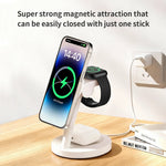 3-in-1 Qi2.2 Wireless Charger 25W Magnetic Stand for iPhone Samsung Phone Watch Earbuds
