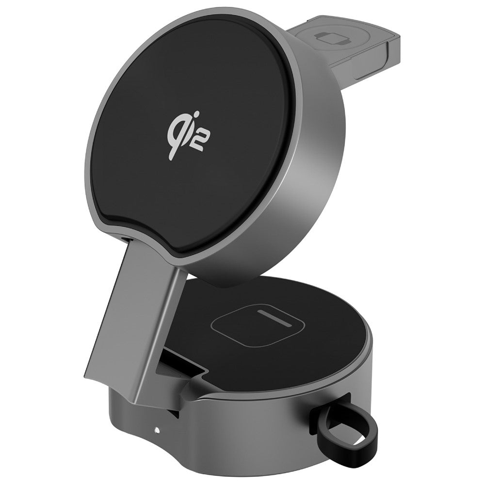 B30 3-in-1 Foldable Magnetic Wireless Charger with 80cm Retractable Cable, Qi2 15W Fast Charging Dock for Phone, Watch, Earbuds