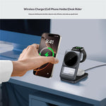 S29 3 in 1 Magnetic Wireless Charger with Ambient Light 15W Fast Charging Stand for Phone Watch Earbuds Foldable Charging Dock