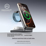 S29 3 in 1 Magnetic Wireless Charger with Ambient Light 15W Fast Charging Stand for Phone Watch Earbuds Foldable Charging Dock