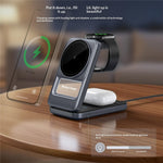 S29 3 in 1 Magnetic Wireless Charger with Ambient Light 15W Fast Charging Stand for Phone Watch Earbuds Foldable Charging Dock