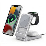 S29 3 in 1 Magnetic Wireless Charger with Ambient Light 15W Fast Charging Stand for Phone Watch Earbuds Foldable Charging Dock