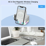 S6 3 in 1 Magnetic Wireless Charging Station Foldable Dock with RGB Light for iPhone Apple Watch AirPods