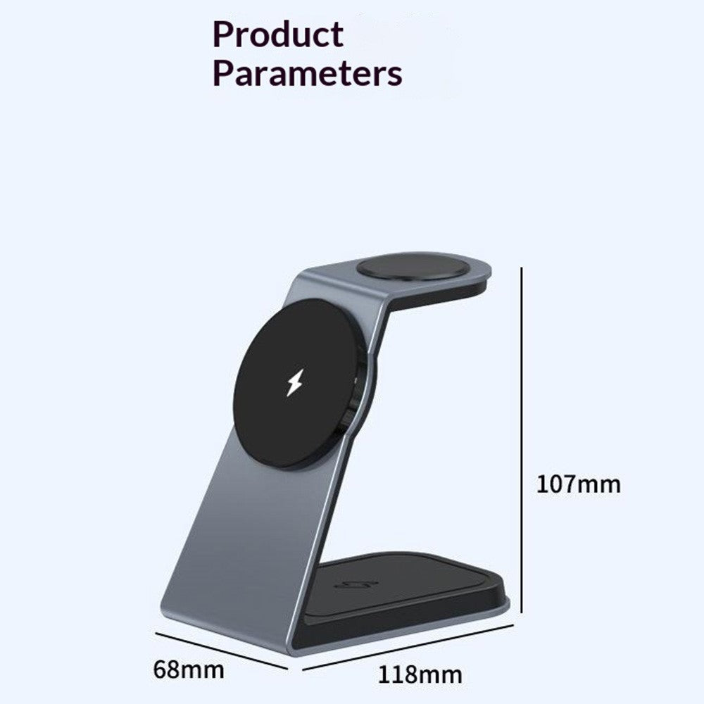 T3 Qi2 15W magnetisk trådløs oplader til iPhone Apple Watch AirPods skrivebordsstander