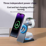 T3 Qi2 15W magnetisk trådløs oplader til iPhone Apple Watch AirPods skrivebordsstander