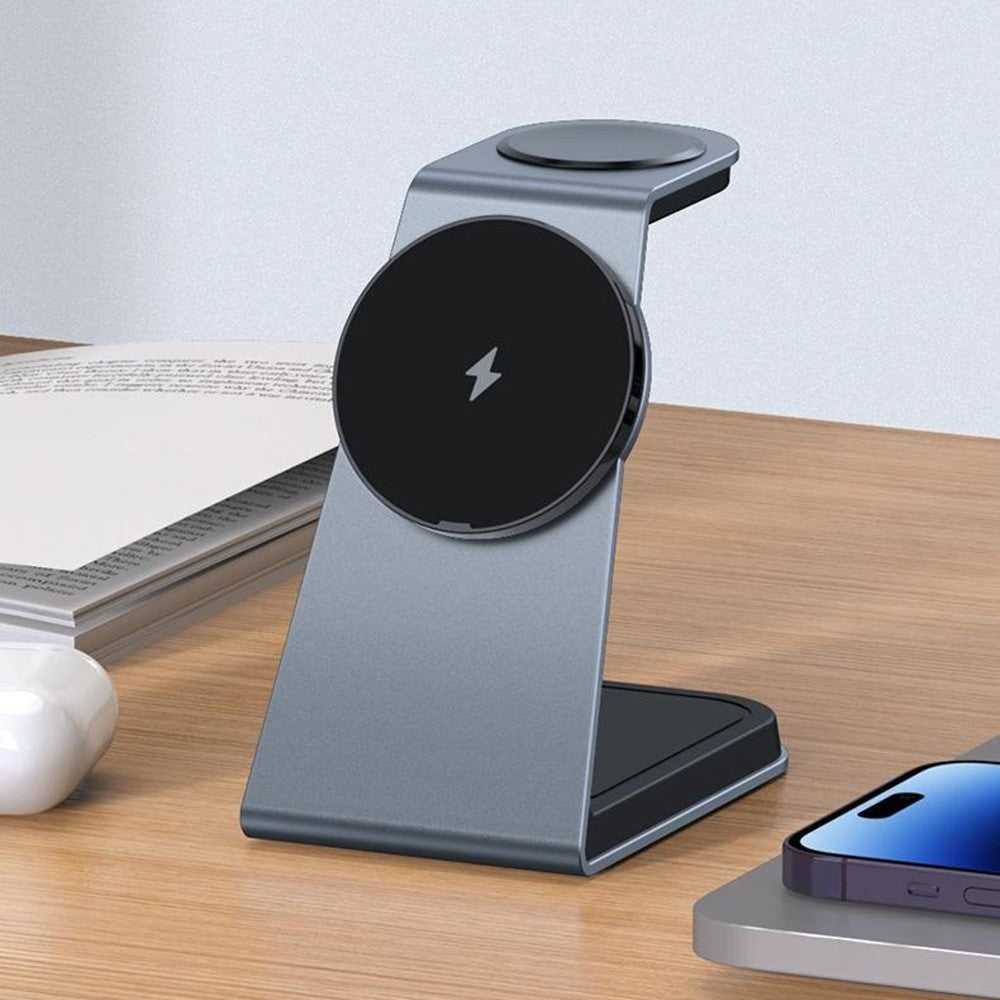 T3 Qi2 15W Magnetic Wireless Charger for iPhone Apple Watch AirPods Desktop Stand