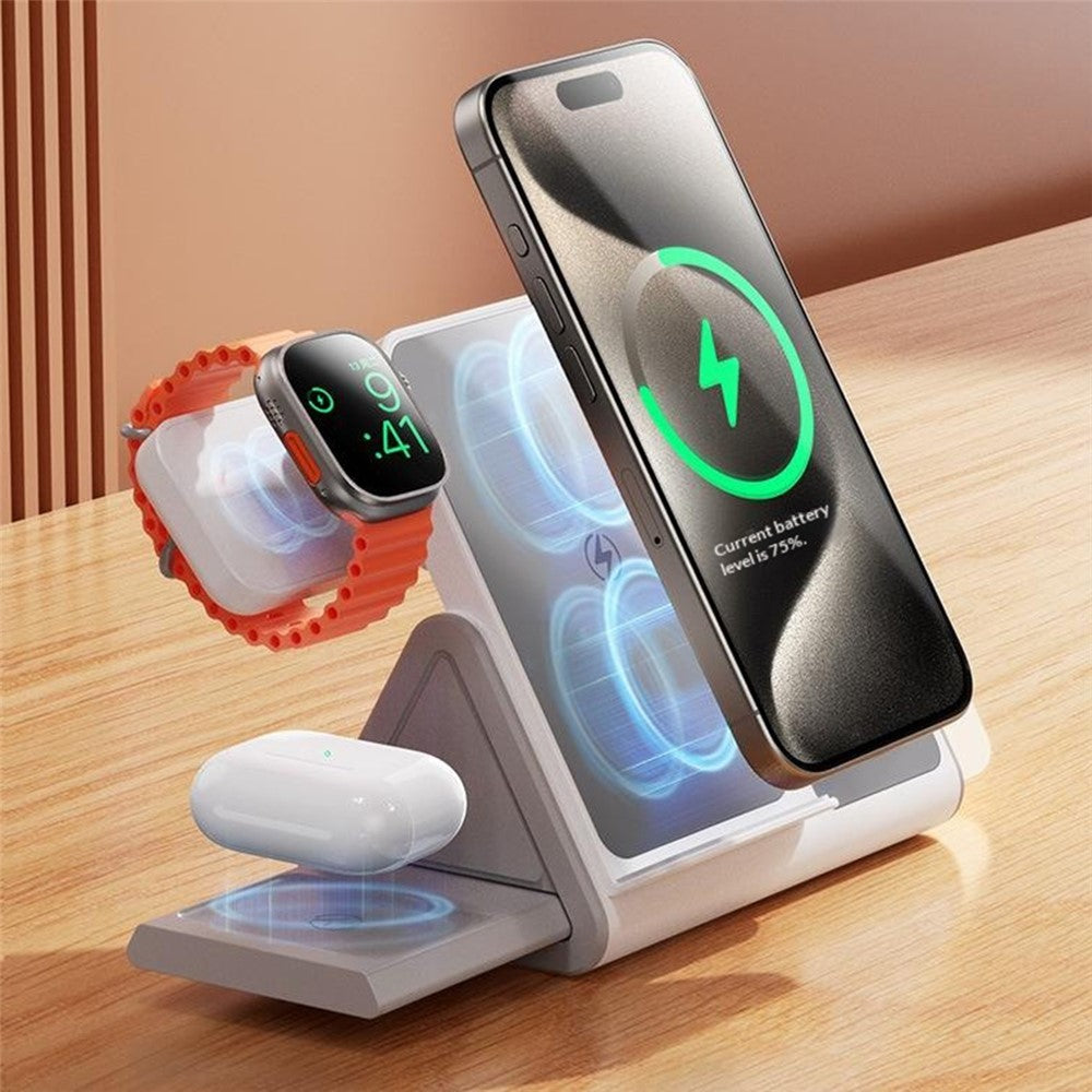 T12 5-in-1 Wireless Charging Station Stand Magnetic Stand with White Noise Night Light for Phone Watch Earbuds