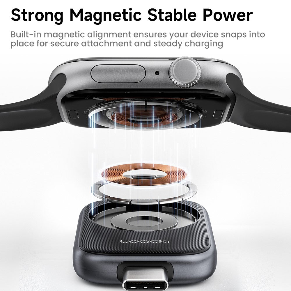 TOOCKI TW13 2,5W Type-C Magnetisk Trådløs Oplader til Apple Watch Opladningsdock