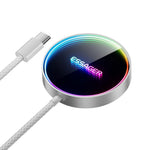 ESSAGER 15W Magnetisk Trådløs Oplader med Dynamisk RGB Lys Bærbar Opladningsplade