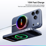 ESSAGER 15W Magnetisk Trådløs Oplader med Dynamisk RGB Lys Bærbar Opladningsplade