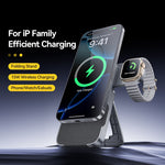 ESSAGER 3-i-1 Sammenklappelig Trådløs Oplader til Telefon / Ur / Høretelefoner 15W Hurtigopladende Stand