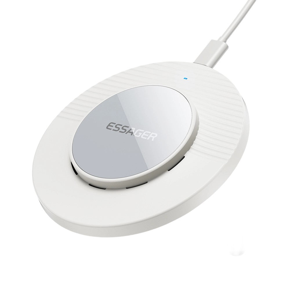 ESSAGER Trådløs Skrivebordsoplader Bærbar 15W Hurtigopladningsplade med 1m Type-C Kabel
