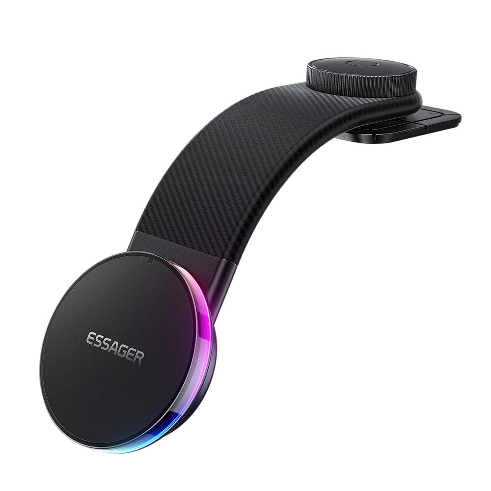 ESSAGER 15W Fast Charger with RGB Light 360 Degree Rotating Magnetic Wireless Charging Car Mount Phone Holder