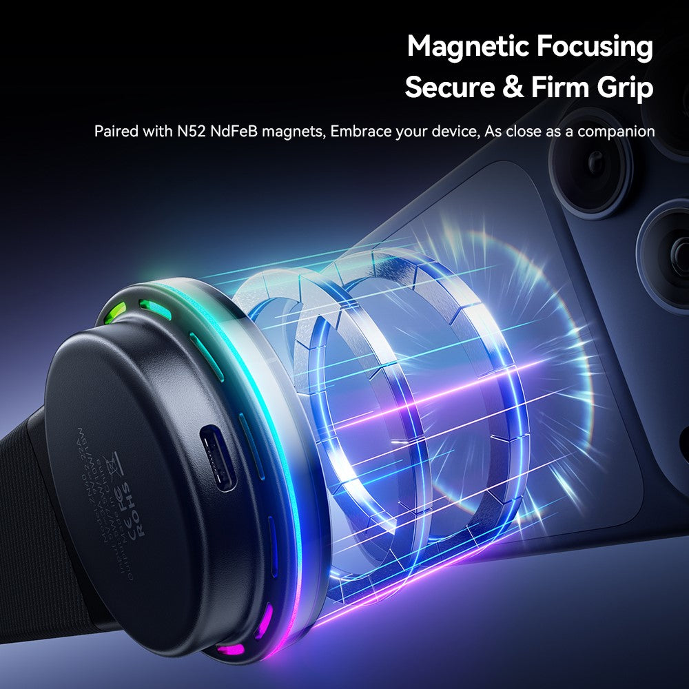 ESSAGER 15W Fast Charger with RGB Light 360 Degree Rotating Magnetic Wireless Charging Car Mount Phone Holder