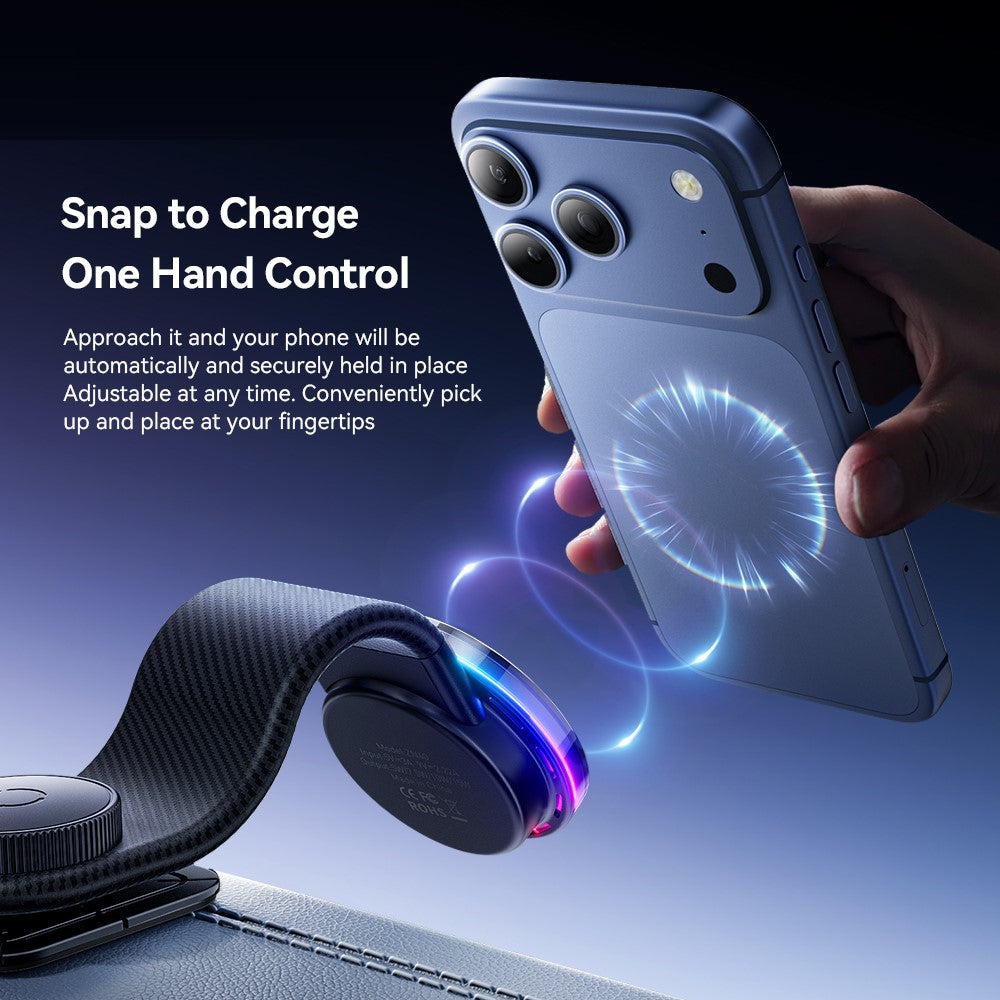 ESSAGER 15W Fast Charger with RGB Light 360 Degree Rotating Magnetic Wireless Charging Car Mount Phone Holder