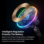 ESSAGER Magnetic Car Phone Holder RGB Lighting 15W Wireless Charger for Dashboard Windshield Mount