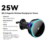 ESSAGER Qi2.2 25W Fast Charging Air Vent Mount Magnetic Wireless Car Charger with RGB Light
