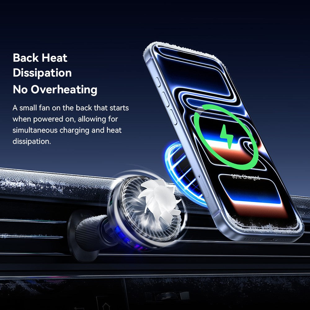 ESSAGER Qi2.2 25W Fast Charging Air Vent Mount Magnetic Wireless Car Charger with RGB Light