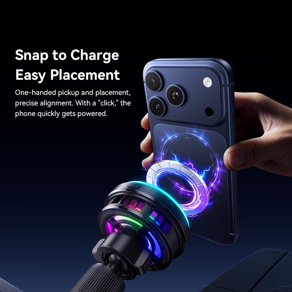 ESSAGER Qi2.2 25W Fast Charging Air Vent Mount Magnetic Wireless Car Charger with RGB Light