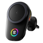 ESSAGER 15W Wireless Charger Built-in Cooling Fan Car Air Vent Mount Magnetic Phone Holder with RGB Light