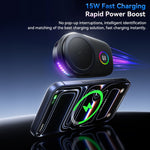 ESSAGER 15W Wireless Charger Built-in Cooling Fan Car Air Vent Mount Magnetic Phone Holder with RGB Light