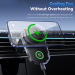 ESSAGER 15W Wireless Charger Built-in Cooling Fan Car Air Vent Mount Magnetic Phone Holder with RGB Light