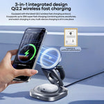 REMAX CW11 3-i-1 35W Sammenklappelig Trådløs Oplader Qi2.2 Magnetisk Opladerstander til iPhone AirPods Watch
