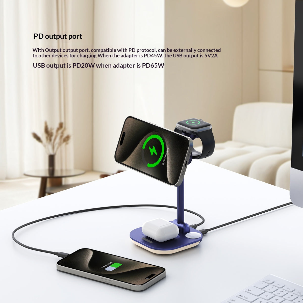 MC09 Qi2 15W Trådlös laddare Halvledarkylning Vikbar laddningsstation med LED Nattlampa