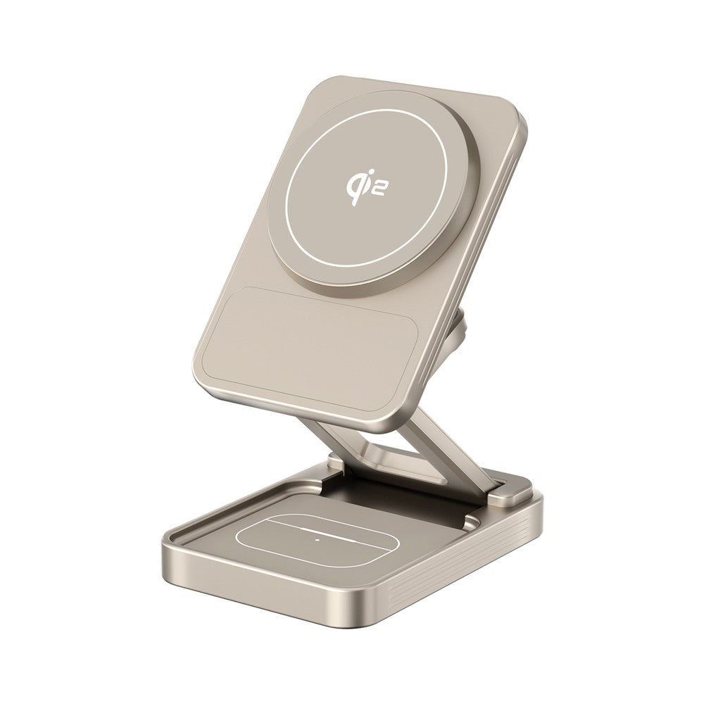 JJT-C42 Qi2 3-in-1 Magnetic Wireless Charger 15W Foldable Aluminum Alloy Charging Stand for Phone Watch Earbuds