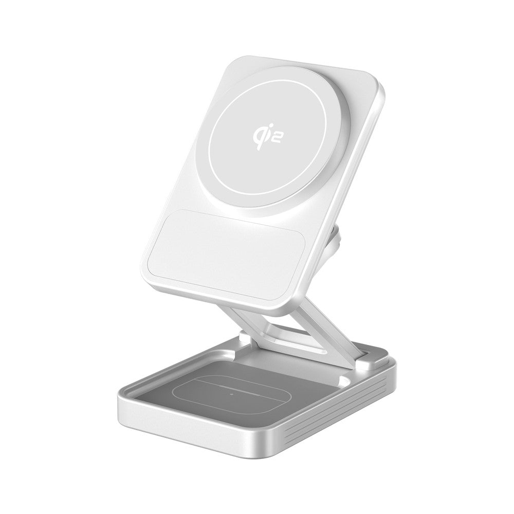 JJT-C42 Qi2 3-in-1 Magnetic Wireless Charger 15W Foldable Aluminum Alloy Charging Stand for Phone Watch Earbuds