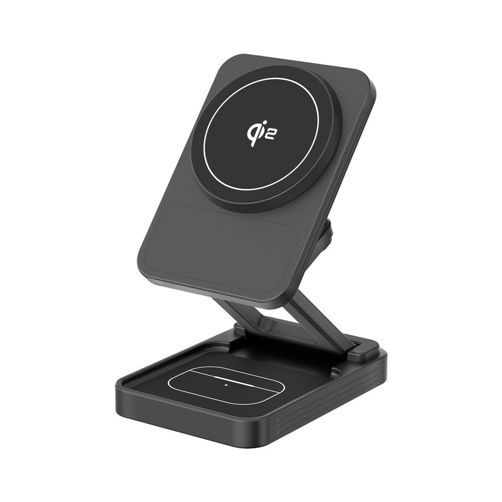 JJT-C42 Qi2 3-in-1 Magnetic Wireless Charger 15W Foldable Aluminum Alloy Charging Stand for Phone Watch Earbuds