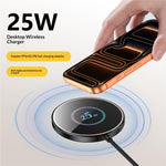 25-1 25W Magnetisk Trådløs Oplader Bordplade Ultratynd Intelligent Temperaturkontrol Qi Hurtig Opladningsplade til iPhone Android-telefon