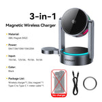 ESSAGER T50 3 in 1 Magnetic Wireless Charger TEC Cooling Qi2.2 25W Fast Charging Stand for Phone Watch Earbuds