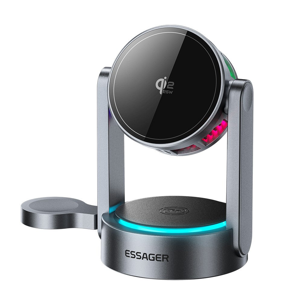 ESSAGER T50 3 in 1 Magnetic Wireless Charger TEC Cooling Qi2.2 25W Fast Charging Stand for Phone Watch Earbuds