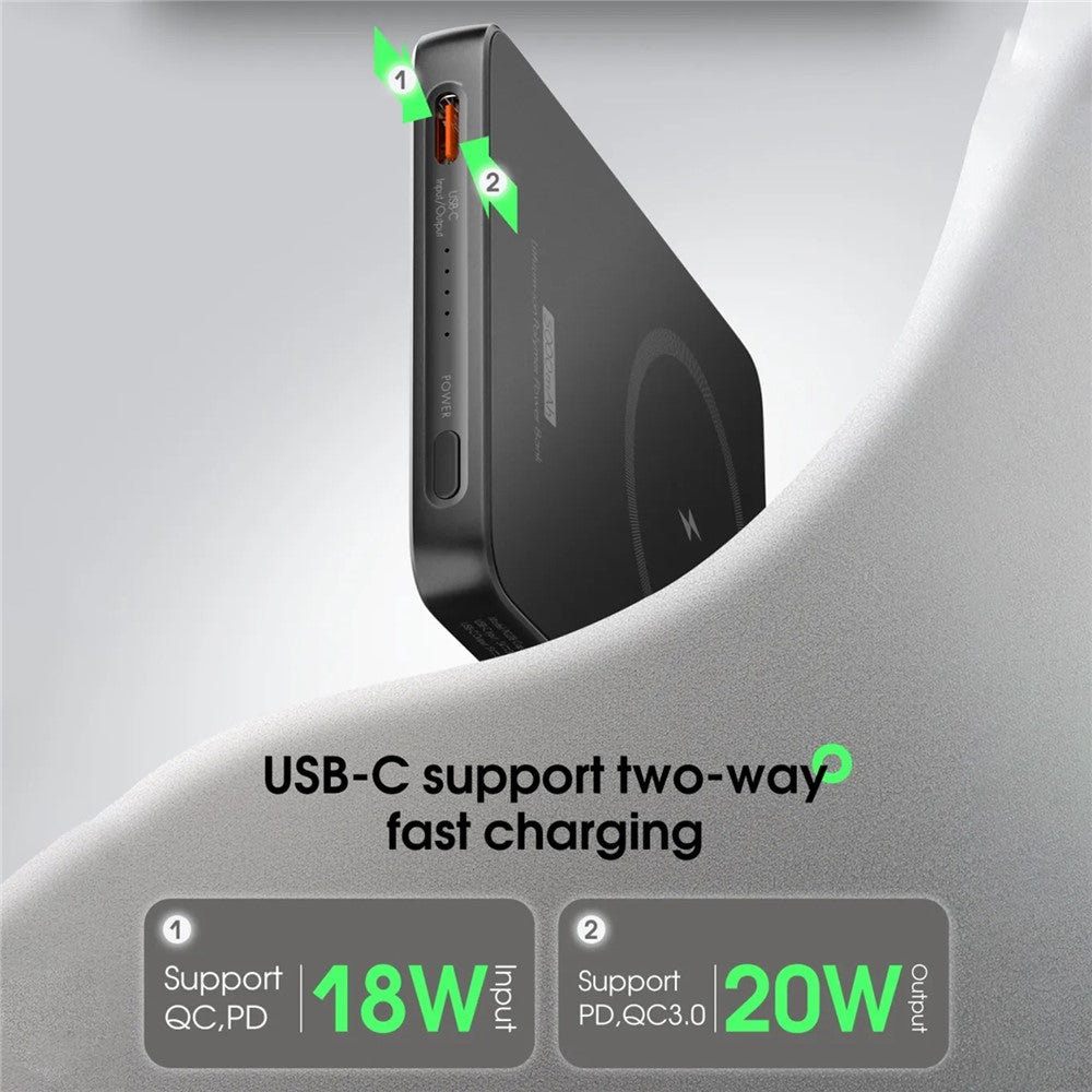 LDNIO PQ28 5000mAh Magnetisk Trådlös Powerbank Ultratunn Bärbar 15W Snabbladdande Laddare för iPhone