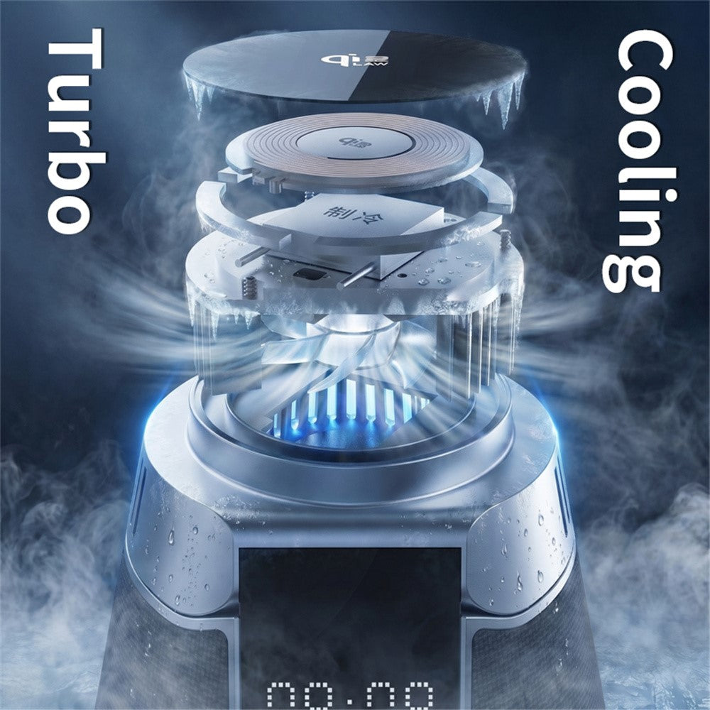 JJT-C67 5-i-1 Qi2.2 25W Iskølende Trådløs Oplader Bluetooth-kompatibel Højttaler Opladningsstation med RGB-lys