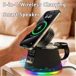 JJT-C67 5-i-1 Qi2.2 25W Iskølende Trådløs Oplader Bluetooth-kompatibel Højttaler Opladningsstation med RGB-lys