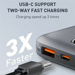 LDNIO PQ10 10000mAh Power Bank 22.5W Hurtig Opladning USB-C PD 20W Bærbar Oplader med LED-display