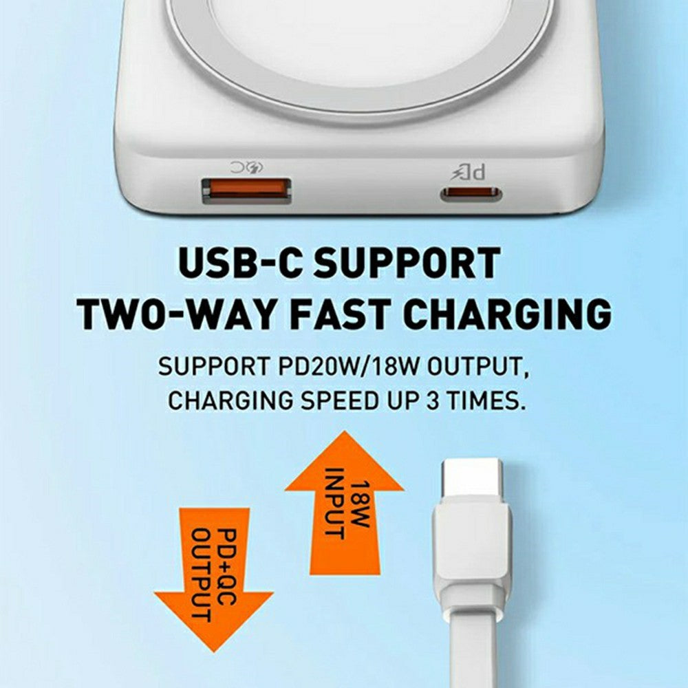 LDNIO PQ17 10000mAh Magnetisk Trådløs Powerbank PD 20W QC 22.5W Bærbar Oplader med Skjult Foldbar Stand til iPhone