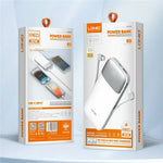 LDNIO PQ19 10000mAh Powerbank med indbygget Type-C & iP (5-14) kabel 22.5W hurtigopladning LED display oplader