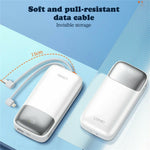 LDNIO PQ20 20000mAh Power Bank with Built-in Type-C & iP (5-14) Cables 22.5W Fast Charging Charg