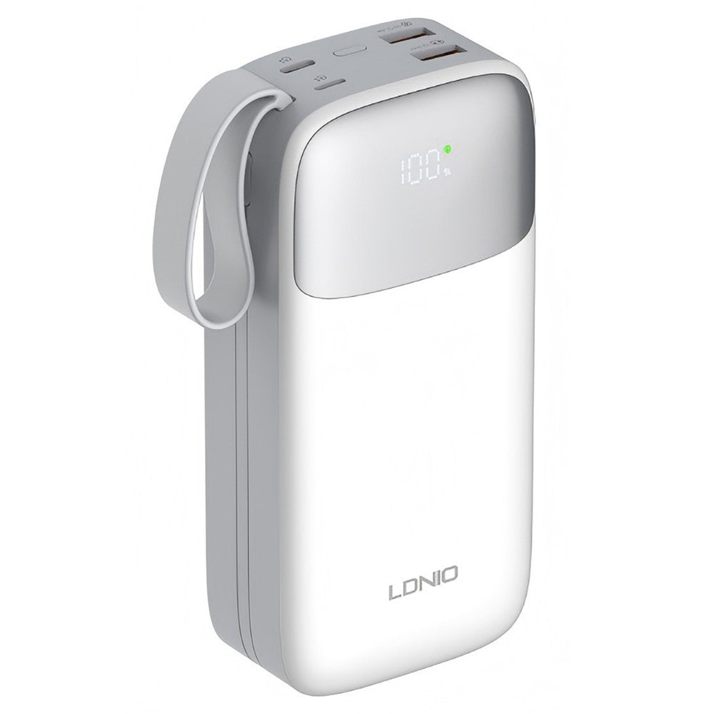 LDNIO PQ30 30000mAh Power Bank with Built-in Type-C + iP (5-14) Cable 22.5W Fast Charging LED Display Charger
