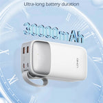 LDNIO PQ30 30000mAh Power Bank with Built-in Type-C + iP (5-14) Cable 22.5W Fast Charging LED Display Charger