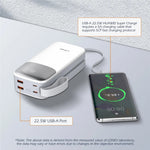 LDNIO PQ30 30000mAh Power Bank with Built-in Type-C + iP (5-14) Cable 22.5W Fast Charging LED Display Charger