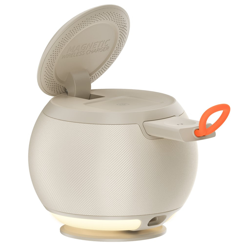 HT-572 5-i-1 15W magnetisk trådløs oplader med Bluetooth-kompatibel højttaler og natlys-opladningsstander