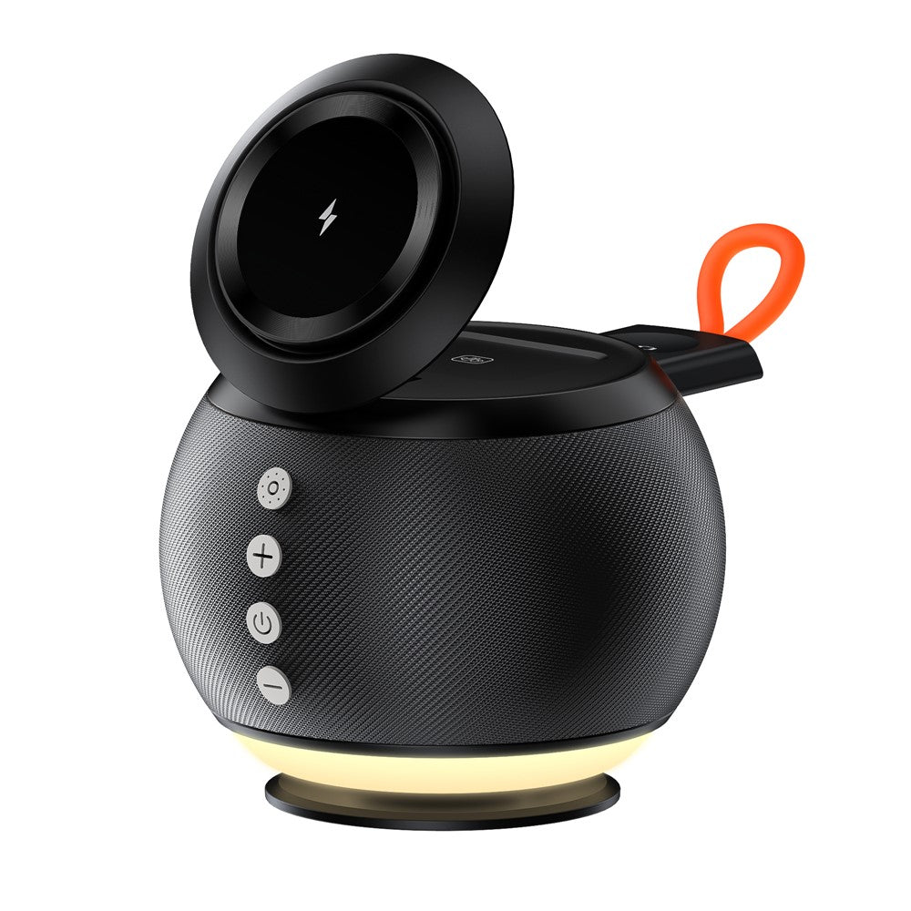 HT-572 5-i-1 15W magnetisk trådløs oplader med Bluetooth-kompatibel højttaler og natlys-opladningsstander